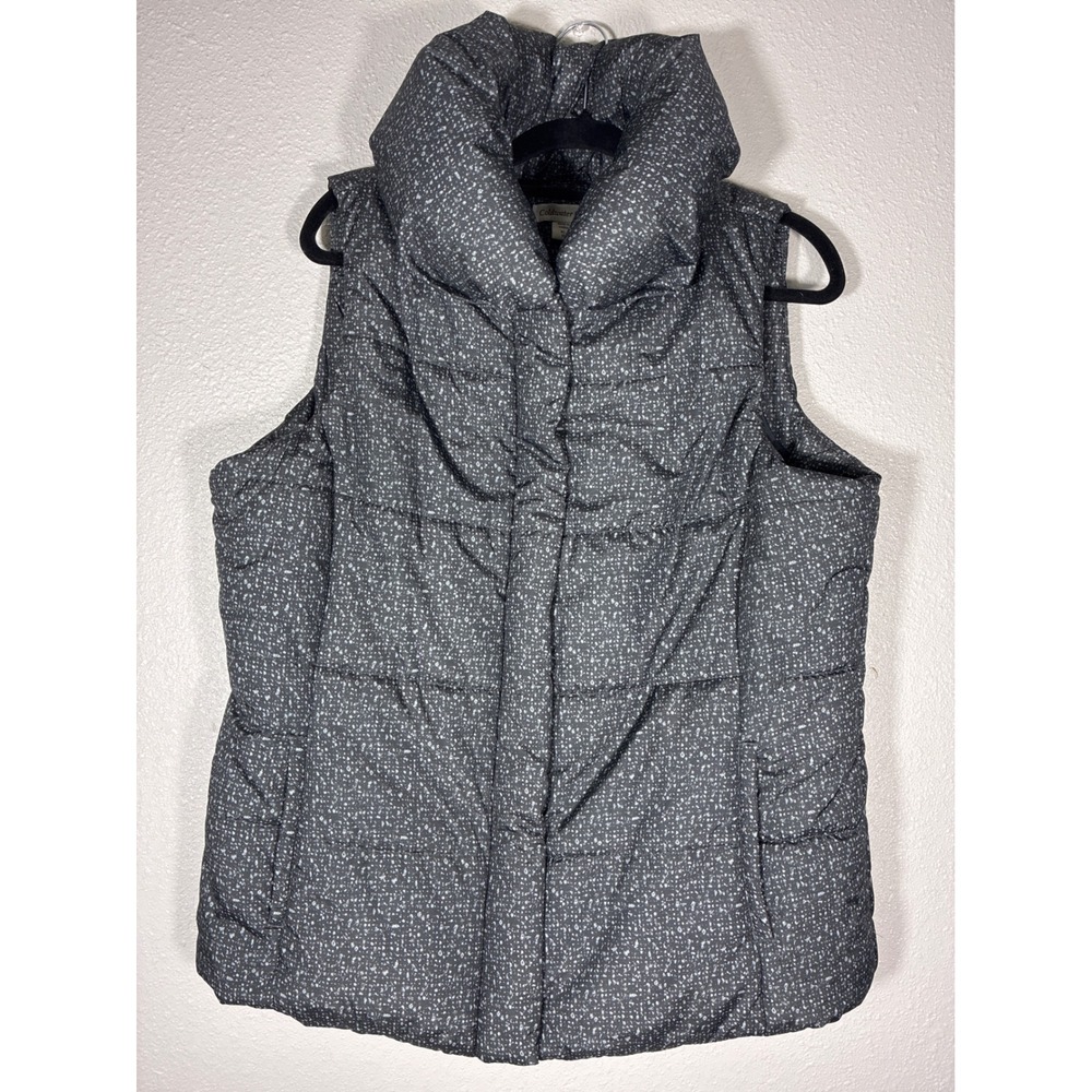 Coldwater Creek Dark Gray Printed Puffer Vest Puffy Collar Womens XL 16